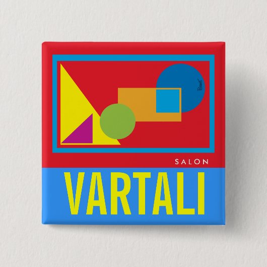 幾何学的な形のVartaliの正方形ボタン 缶バッジ (正面)