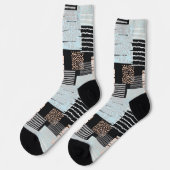 幾何学的な形状とストライプ ソックス (左)