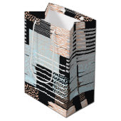 幾何学的な形状とストライプ ミディアムペーパーバッグ (正面アングル)