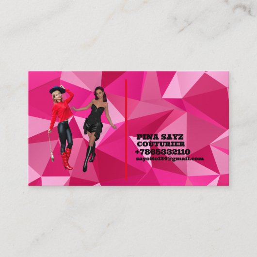 幾何学的な形状のモダンピンククーリエ 名刺 (正面)