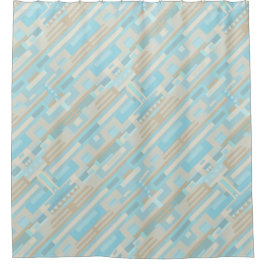 幾何学的な形状の青い茶色のシャワーカーテン シャワーカーテン