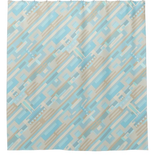 幾何学的な形状の青い茶色のシャワーカーテン シャワーカーテン (正面)