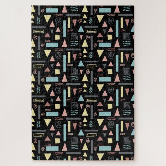 幾何学的な形状ブラックパターン ジグソーパズル (縦)