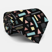 幾何学的な形状ブラックパターン ネクタイ (ロール)