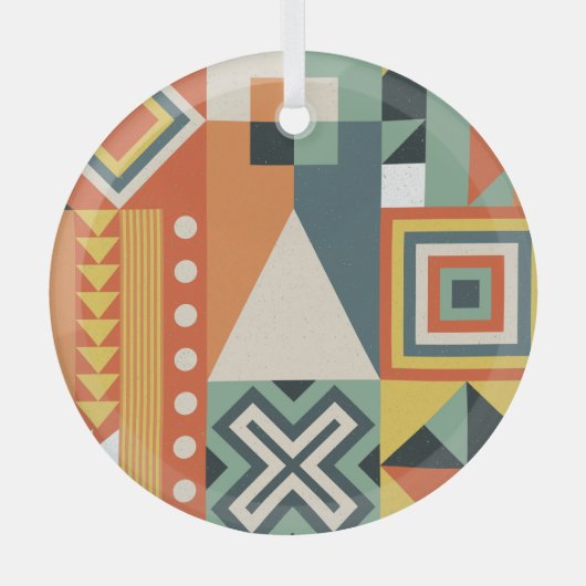 幾何学的な形状、平坦なシンプル背景。 ガラスオーナメント (正面)