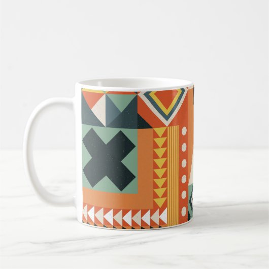 幾何学的な形状、平坦なシンプル背景。 コーヒーマグカップ (左)