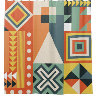 幾何学的な形状、平坦なシンプル背景。 シャワーカーテン