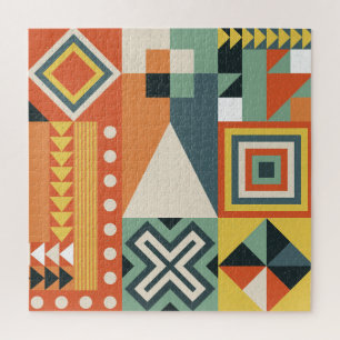 幾何学的な形状、平坦なシンプル背景。 ジグソーパズル