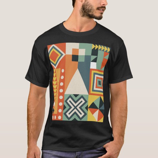 幾何学的な形状、平坦なシンプル背景。 Tシャツ (正面)