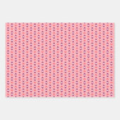 幾何学的な愛のハート、点と山形のストライプ点 ラッピングペーパーシート (正面)