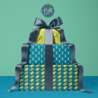 幾何学的な愛のハート、点、および山形のストライプ点 ラッピングペーパーシート