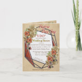 幾何学的な成長を遂げたレザー結婚アートのカップル・シャワー 招待状 (正面)