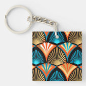 幾何学的な手のひら葉のアールデコの黄金のパターン キーホルダー (正面)