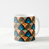 幾何学的な手のひら葉のアールデコの黄金のパターン コーヒーマグカップ (正面右)