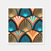 幾何学的な手のひら葉のアールデコの黄金のパターン スタンダードカクテルナプキン (正面)