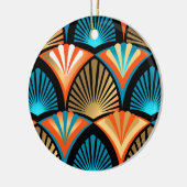 幾何学的な手のひら葉のアールデコの黄金のパターン セラミックオーナメント (左)