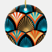 幾何学的な手のひら葉のアールデコの黄金のパターン セラミックオーナメント (裏面)