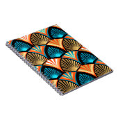 幾何学的な手のひら葉のアールデコの黄金のパターン ノートブック (右側)