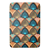 幾何学的な手のひら葉のアールデコの黄金のパターン バスマット (正面縦)