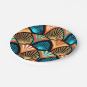 幾何学的な手のひら葉のアールデコの黄金のパターン ペーパープレート (アングル)