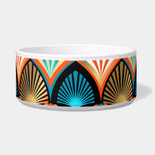 幾何学的な手のひら葉のアールデコの黄金のパターン ボウル