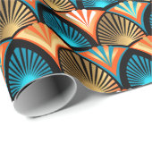 幾何学的な手のひら葉のアールデコの黄金のパターン ラッピングペーパー (ロールコーナー)