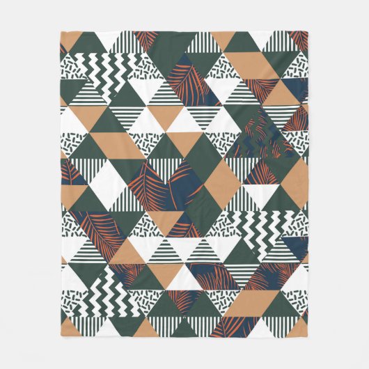 幾何学的な手のひら離れのトレンディー、パターン フリースブランケット (正面)