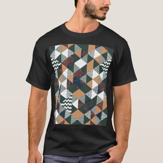 幾何学的な手のひら離れのトレンディー、パターン Tシャツ (正面)