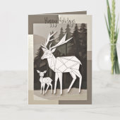 幾何学的な折り紙クリスマストナカイベビー林 カード (正面)