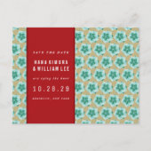 幾何学的な折り紙ボールアジアの結婚式の日付を保存 案内ポストカード (正面)