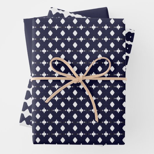 幾何学的な折り返し紙フラットシートセット3 ラッピングペーパーシート (インサイチュ)