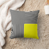 幾何学的な抽象化、B/Wストライプの黄色の正方形 クッション (ブランケット)