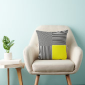 幾何学的な抽象化、B/Wストライプの黄色の正方形 クッション (椅子)