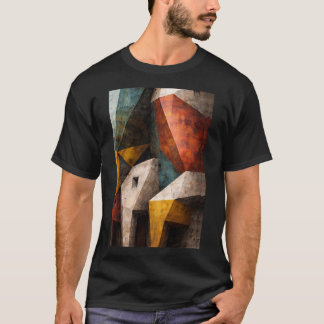 幾何学的な抽象建築の壁のアート Tシャツ