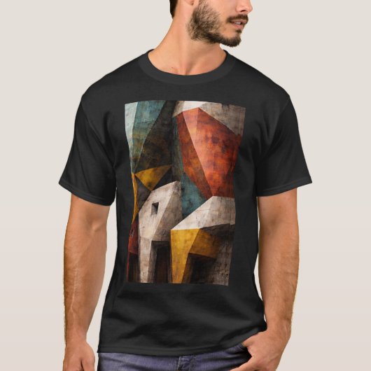 幾何学的な抽象建築の壁のアート Tシャツ (正面)