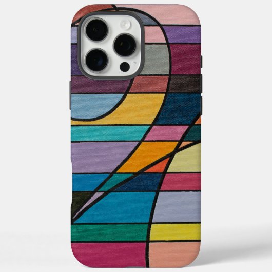 幾何学的な抽象柄と太いストライプと曲線 Case-Mate iPhoneケース (裏面)