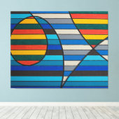 幾何学的な抽象柄と太いストライプや形 キャンバスプリント (インサイチュ (ウッドフロア))