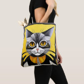 🐱幾何学的な抽象猫のスタイリッシュデザイン👜✨ トートバッグ (クローズアップ)