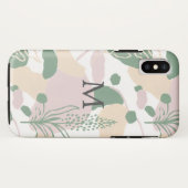 幾何学的な抽象的パステル調の植物モノグラム Case-Mate iPhoneケース (裏面(横))