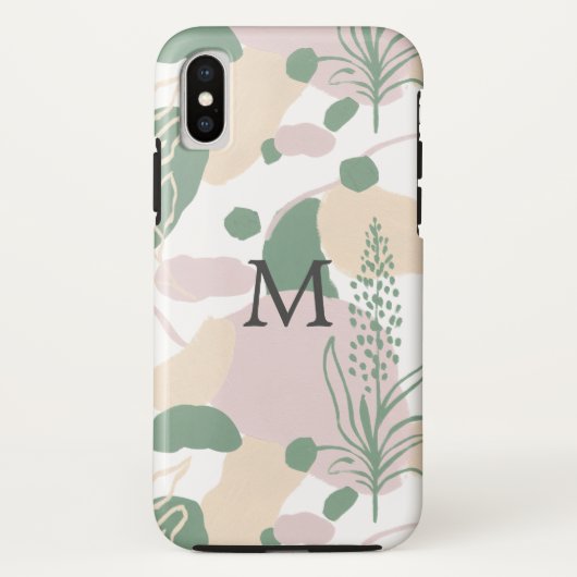 幾何学的な抽象的パステル調の植物モノグラム Case-Mate iPhoneケース (裏面)