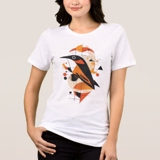 幾何学的な抽象的鳥のグラフィックアート - モダンなミッドセンチュリー トライブレンドTシャツ