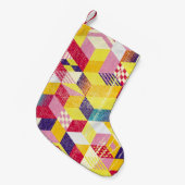 幾何学的な抽象芸術シームレスなヴィンテージデザイン。 スモールクリスマスストッキング (正面 (吊り時))