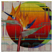 幾何学的な日没生地|の極楽鳥 ファブリック (クローズアップ)