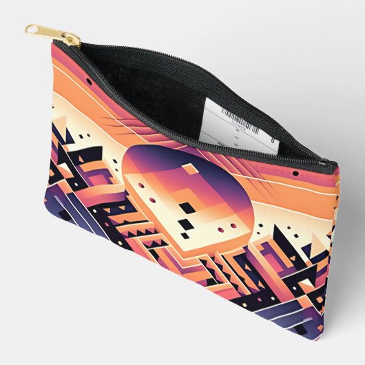 幾何学的な日没 – はっきりした対称 アクセサリーポーチ (見開き)