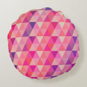 幾何学的な明るい色の三角形パターン ラウンドクッション (裏面)