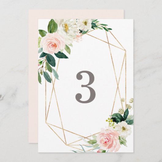 幾何学的な春のロマンスのテーブル数 メニュー (正面/裏面)