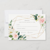 幾何学的な春のロマンス ウェディング RSVP 招待状 (正面)