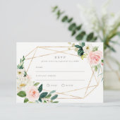 幾何学的な春のロマンス ウェディング RSVP 招待状 (スタンド正面)