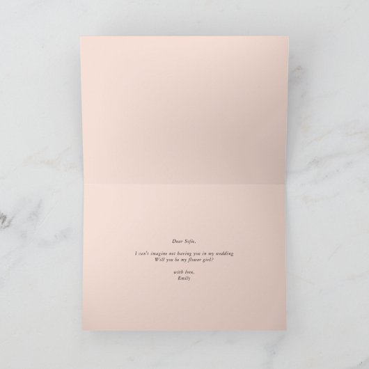 幾何学的な春の花々よ、私のフラワーガールになってくれる? カード (内部)