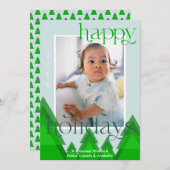 幾何学的な木々 現代的な青緑の写真 シーズンカード (正面/裏面)